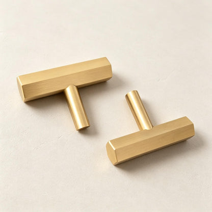Satin Brass Cabinet Drawer Pulls - Modern Dresser Knobs Furniture Handles