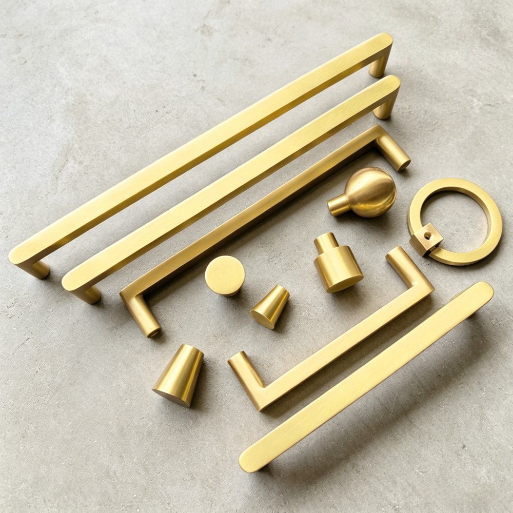 Brass Kitchen Cabinet Handles - Modern Drawer Dresser Knobs Gold Cupboard Pulls