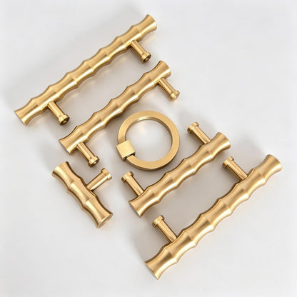 Solid Brass Cabinet Drawer Knobs Pulls - Gold Wardrobe Dresser Handles Modern
