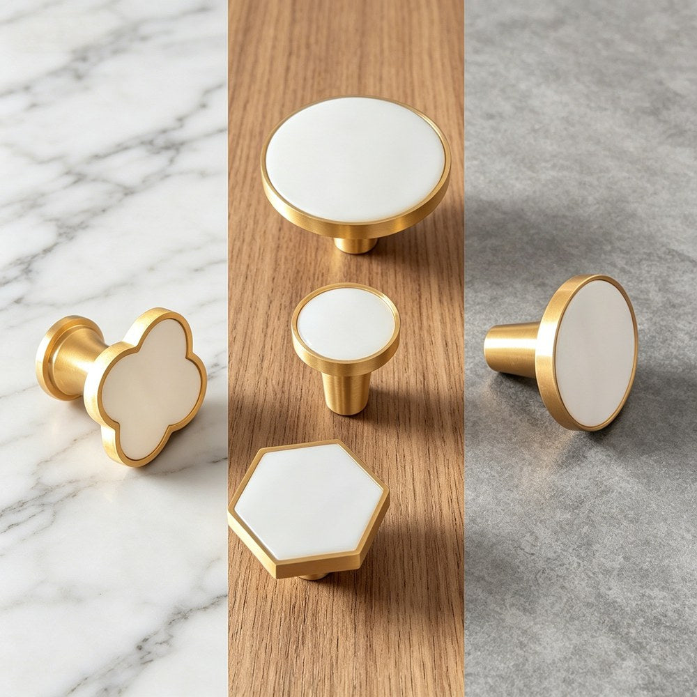 Decorative Brass Kitchen Cabinet Knobs: White Shell Drawer Dresser Pulls