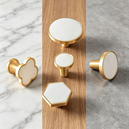 Decorative Brass Kitchen Cabinet Knobs: White Shell Drawer Dresser Pulls