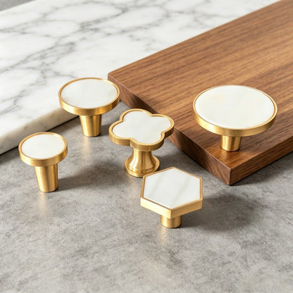 Decorative Brass Kitchen Cabinet Knobs: White Shell Drawer Dresser Pulls