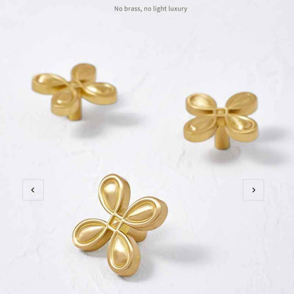 Modern Brass Cabinet Drawer Pulls Gold Clover Handles for Dresser and Cupboard Furniture - FocusHardware
