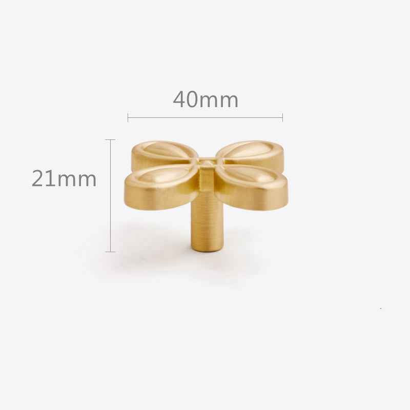 Modern Brass Cabinet Drawer Pulls Gold Clover Handles for Dresser and Cupboard Furniture - FocusHardware