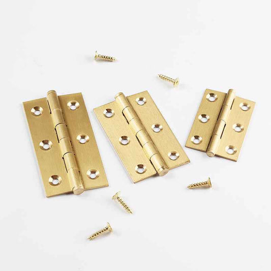 Modern Brass Hinges for Cabinet Doors - Gold Cupboard Furniture Folding Butt Small Hinges 2"/2.5"/3" - FocusHardware