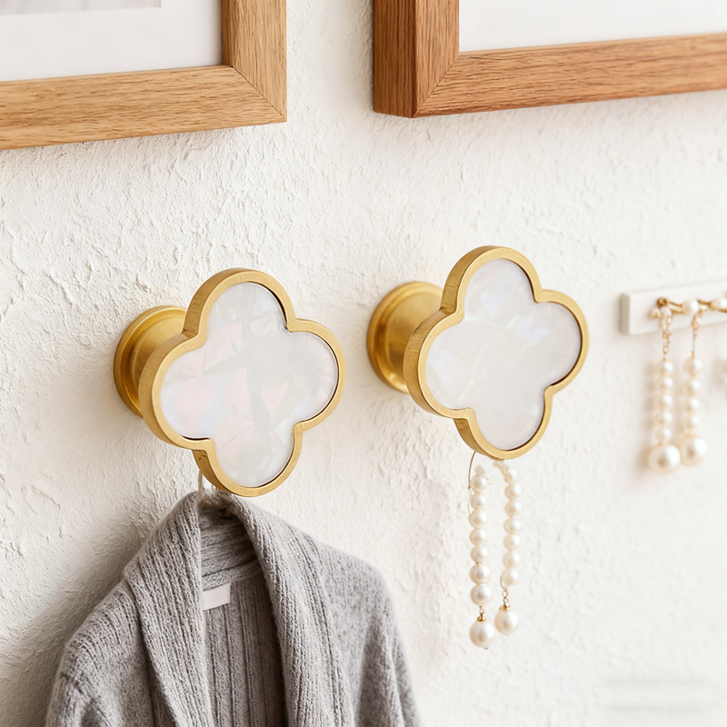 Decorative Brass Wall Mounted Coat Hat Hooks - Modern Metal Key, and Towel Hook Hanger