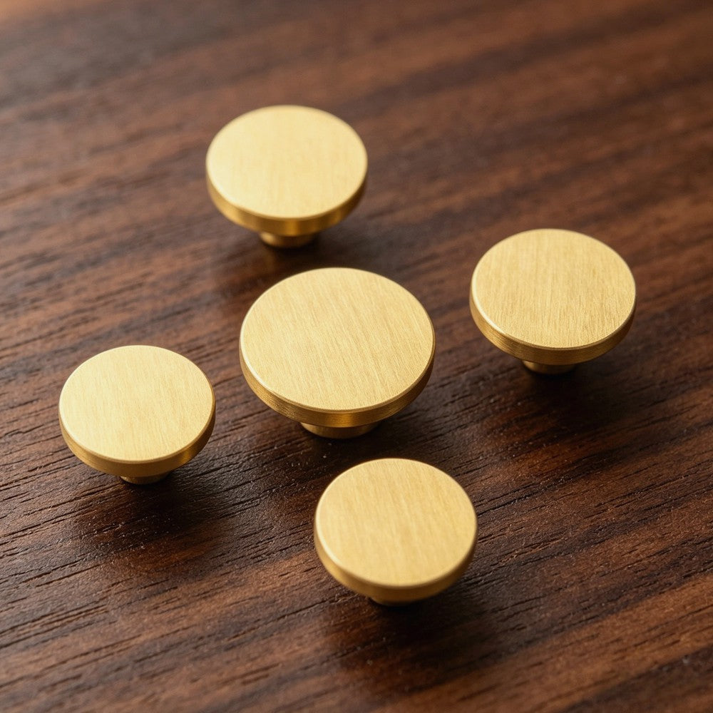 Brushed Brass Cabinet Drawer Knobs - Modern Kitchen Dresser Pulls