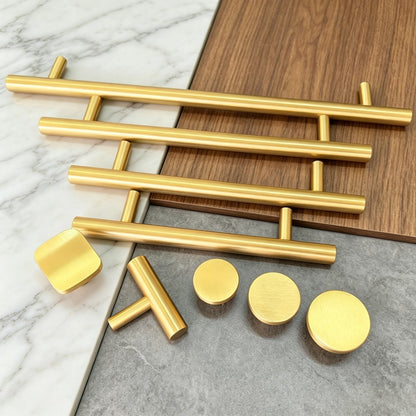 Brushed Brass Kitchen Cabinet Knobs & Pulls - Gold Cupboard Drawer Handles