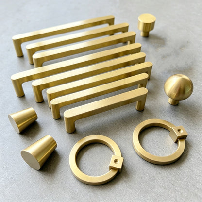 Brass Kitchen Cabinet Handles - Modern Drawer Dresser Knobs Gold Cupboard Pulls