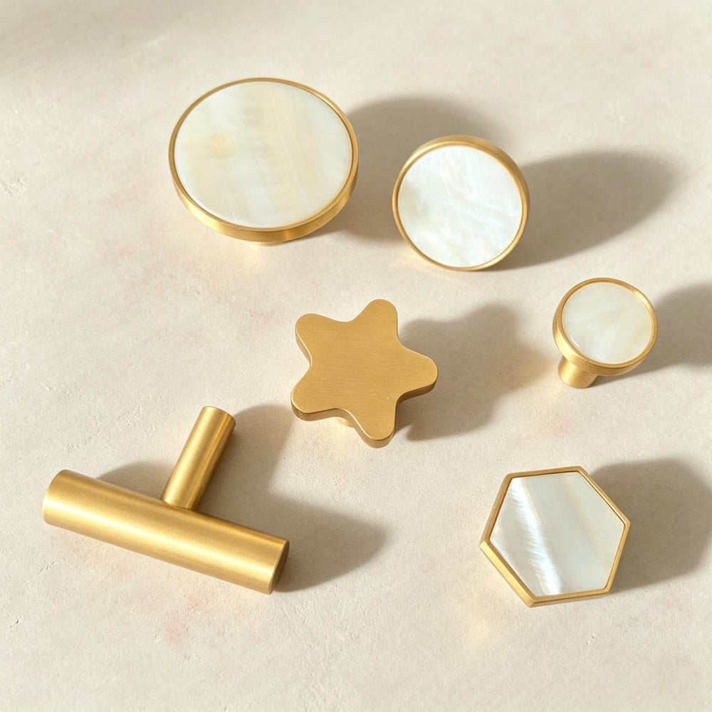 Solid Brass Kitchen Cabinet Knobs - Modern Drawer Dressers Pulls Furniture Cupboard Handles