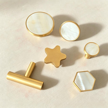 Solid Brass Kitchen Cabinet Knobs - Modern Drawer Dressers Pulls Furniture Cupboard Handles