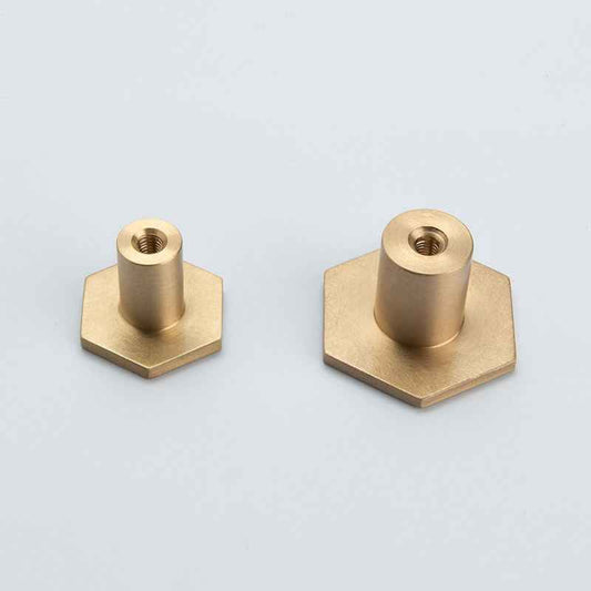 Hexagon Brass Drawer Knobs for Kitchen Cabinets and Dressers - Gold Pulls for Cupboards and Wardrobes - FocusHardware
