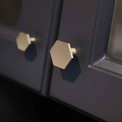 Hexagon Brass Drawer Knobs for Kitchen Cabinets and Dressers - Gold Pulls for Cupboards and Wardrobes - FocusHardware