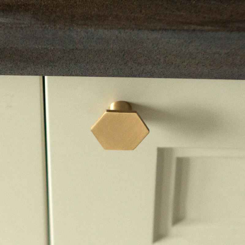 Hexagon Brass Drawer Knobs for Kitchen Cabinets and Dressers - Gold Pulls for Cupboards and Wardrobes - FocusHardware