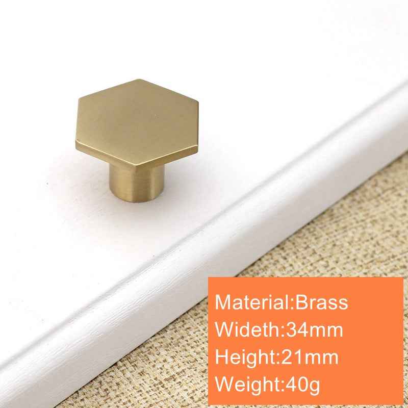 Hexagon Brass Drawer Knobs for Kitchen Cabinets and Dressers - Gold Pulls for Cupboards and Wardrobes - FocusHardware