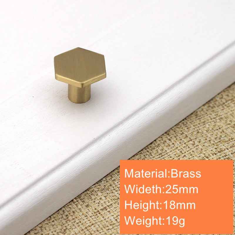 Hexagon Brass Drawer Knobs for Kitchen Cabinets and Dressers - Gold Pulls for Cupboards and Wardrobes - FocusHardware