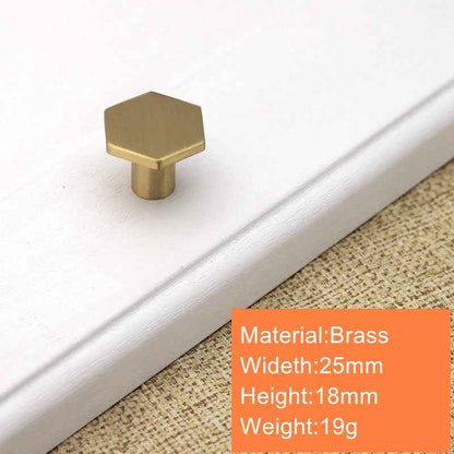 Hexagon Brass Drawer Knobs for Kitchen Cabinets and Dressers - Gold Pulls for Cupboards and Wardrobes - FocusHardware