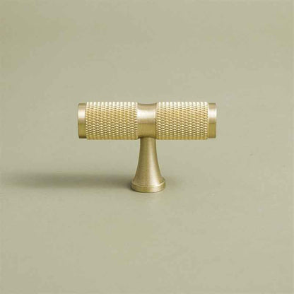 Knurled Brass Cabinet Pulls for Modern Kitchen, Gold Drawer Dresser Cupboard Door Handles - FocusHardware