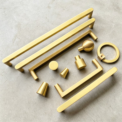 Brass Kitchen Cabinet Handles - Modern Drawer Dresser Knobs Gold Cupboard Pulls