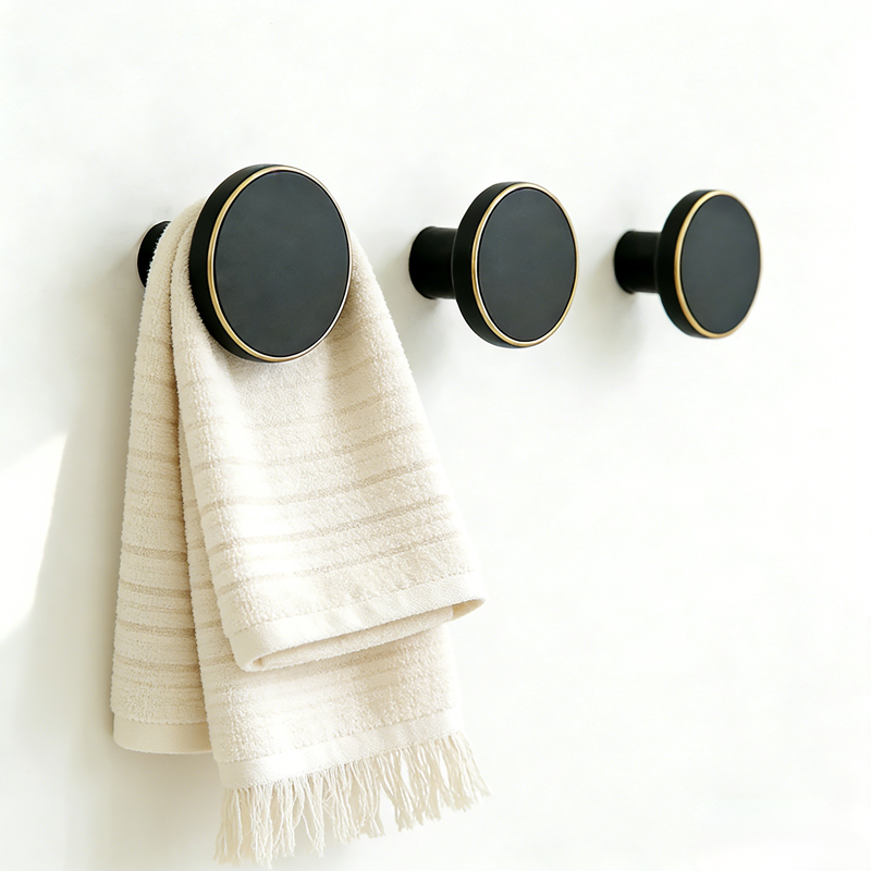 Black Brass Coat Hooks Wall Mounted | Metal Hanger for Kitchen, Bathroom, Clothes, and Hats Heavy Duty