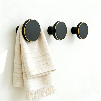 Black Brass Coat Hooks Wall Mounted | Metal Hanger for Kitchen, Bathroom, Clothes, and Hats Heavy Duty