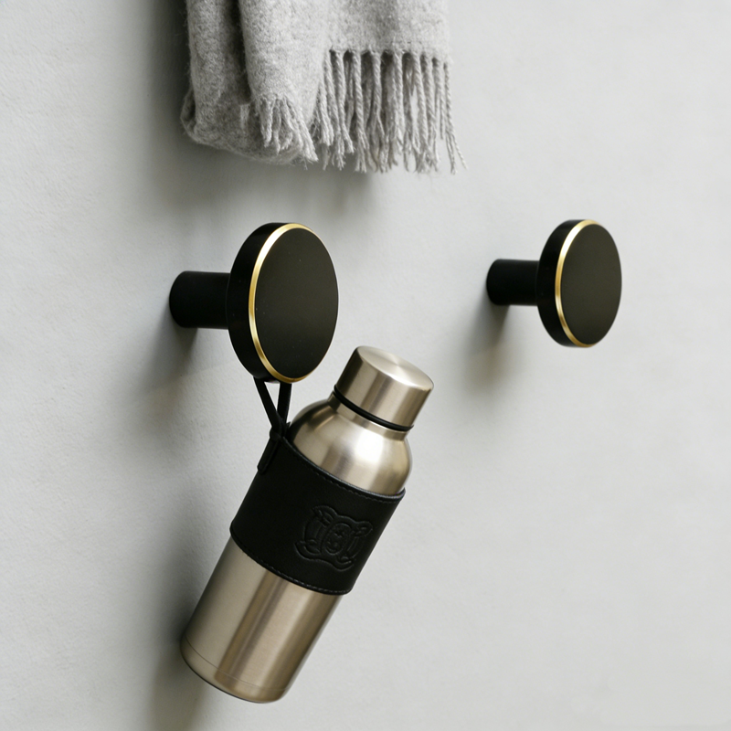 Black Brass Coat Hooks Wall Mounted | Metal Hanger for Kitchen, Bathroom, Clothes, and Hats Heavy Duty