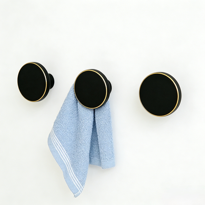 Black Brass Coat Hooks Wall Mounted | Metal Hanger for Kitchen, Bathroom, Clothes, and Hats Heavy Duty