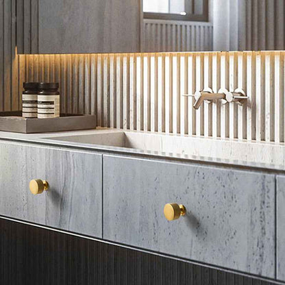 Modern Satin Brass Cabinet Knobs for Drawers, Dresser, Kitchen Pulls, and Decorative Furniture - FocusHardware