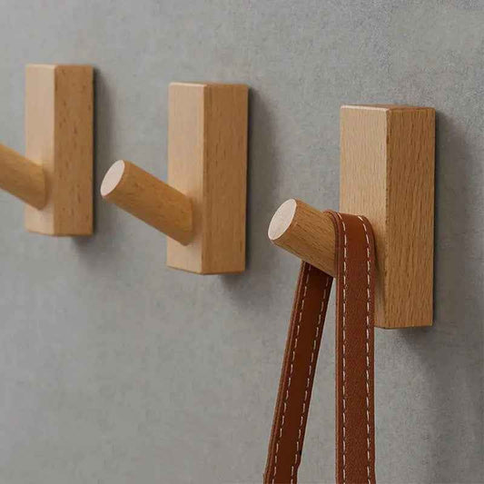 Wooden Wall Mounted Hook Oak Coat and Hat Purse Wardrobe Hanger Towel Hook for Hanging - FocusHardware