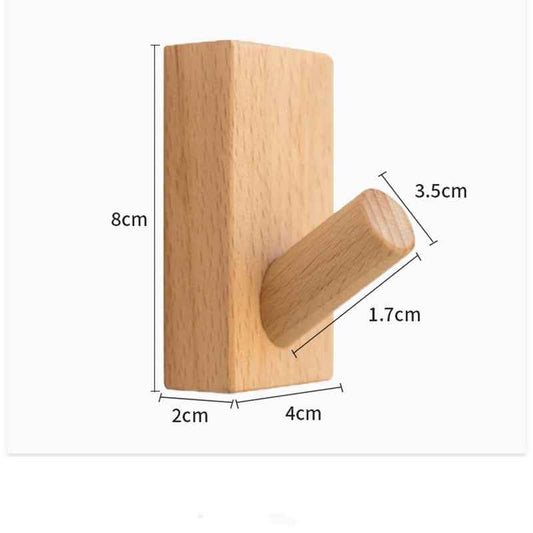 Wooden Wall Mounted Hook Oak Coat and Hat Purse Wardrobe Hanger Towel Hook for Hanging - FocusHardware