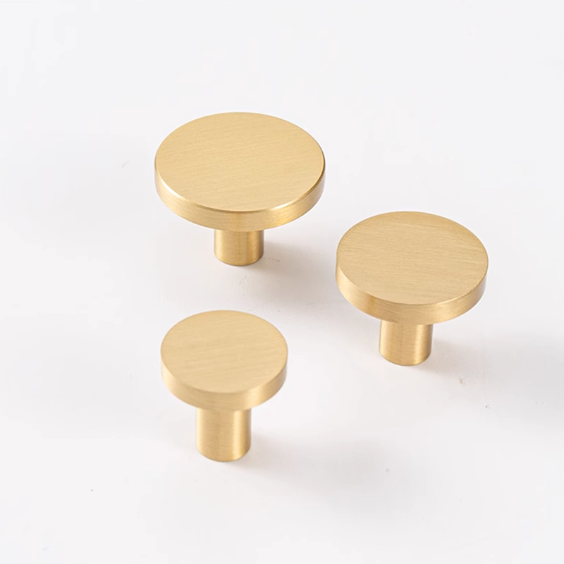 Round Solid Brass Kitchen Cabinet Drawer Dresser Knobs Gold Furniture Cupboard Wardrobe Door Knobs Pulls - FocusHardware
