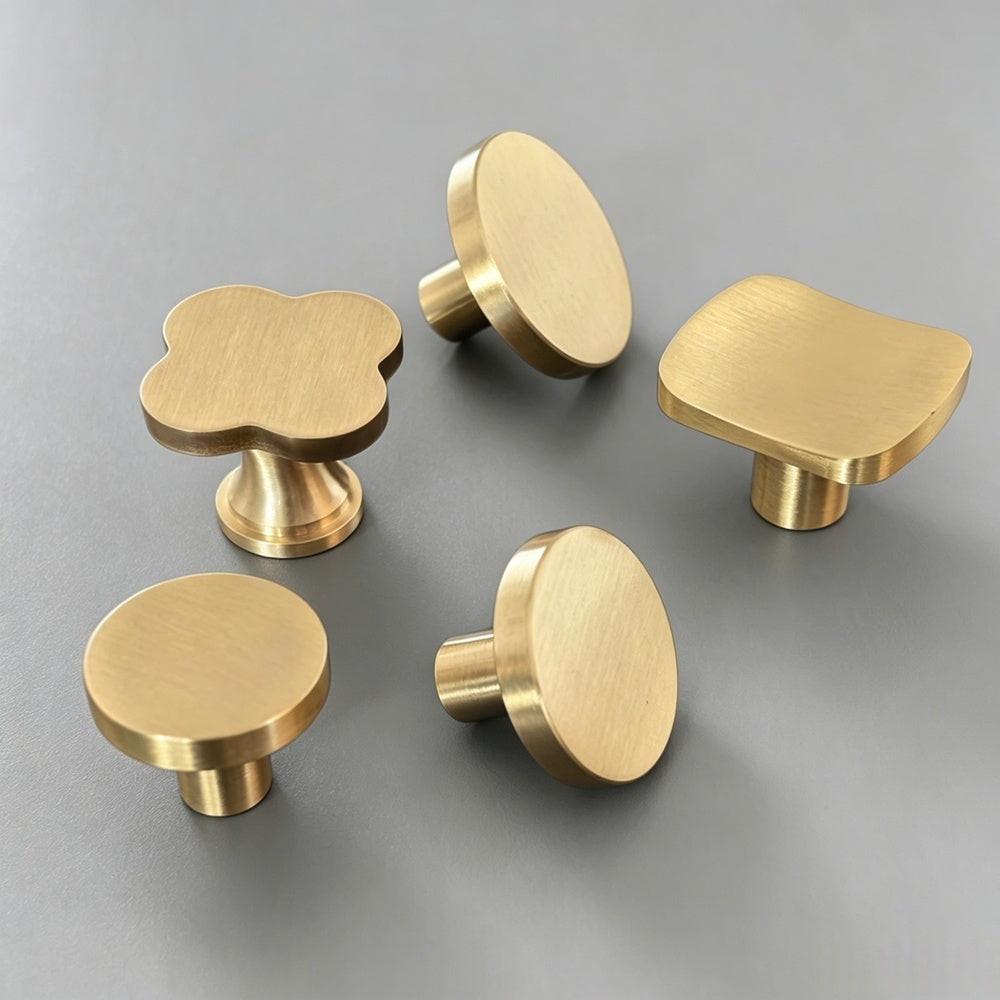 Solid Brass Cabinet Drawer Knobs - Modern Gold Cupboard Pulls