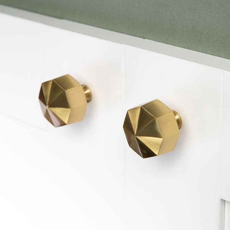 Modern Satin Brass Knobs for Kitchen Drawer Cabinet and Furniture Pulls - FocusHardware