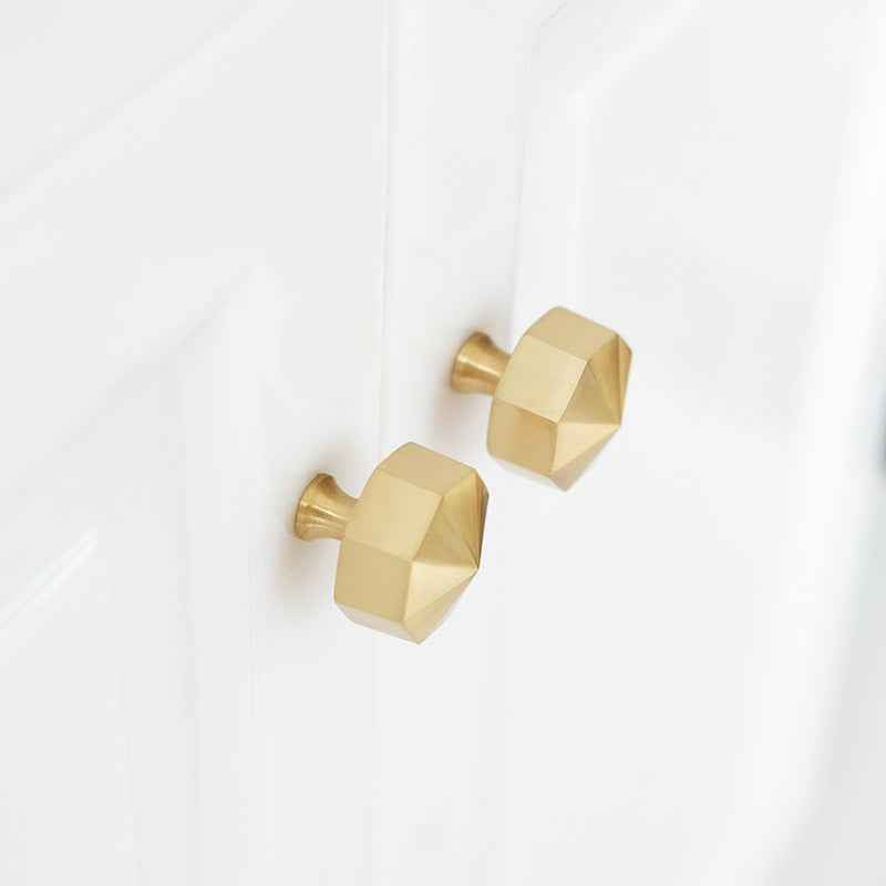 Modern Satin Brass Knobs for Kitchen Drawer Cabinet and Furniture Pulls - FocusHardware