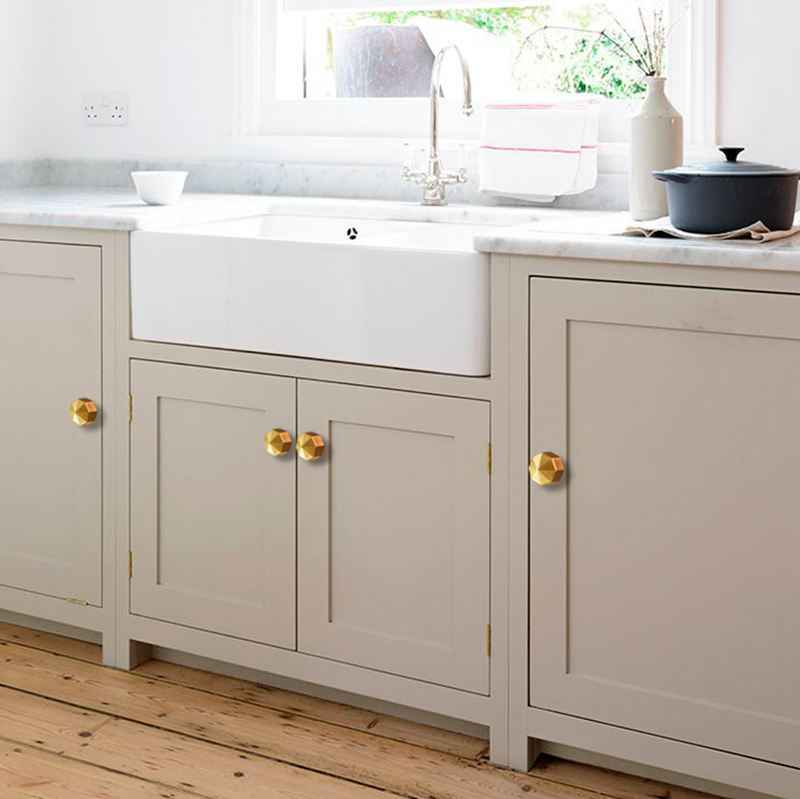 Modern Satin Brass Knobs for Kitchen Drawer Cabinet and Furniture Pulls - FocusHardware