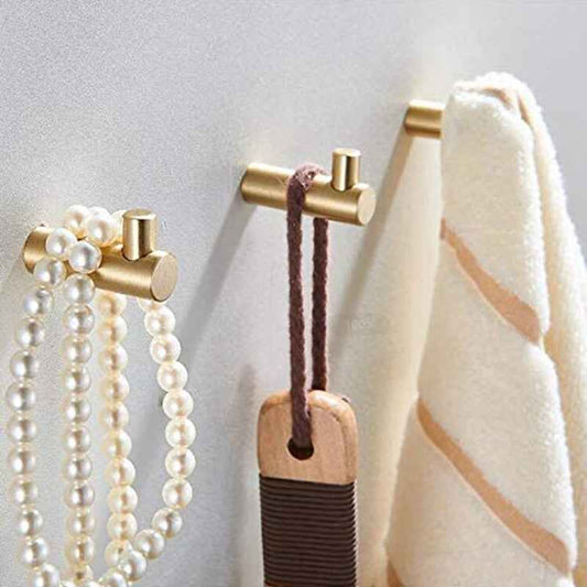 Solid Brass Wall Hooks - Modern Coat and Towel Organizer for Bathroom and Kitchen - FocusHardware