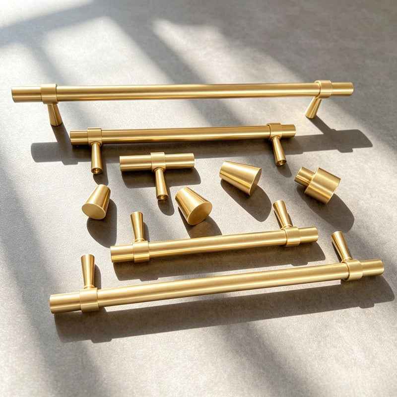 Solid Brass Kitchen Cabinet Knobs and Handles for Drawer, Dresser, and Wardrobe Pulls