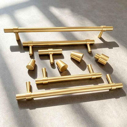 Solid Brass Kitchen Cabinet Knobs and Handles for Drawer, Dresser, and Wardrobe Pulls