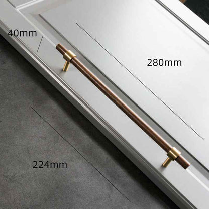 Wooden Cabinet Pulls - Walnut Drawer Dresser Cupboard Door Handles with Brass Finish - FocusHardware