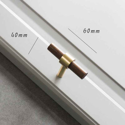 Wooden Cabinet Pulls - Walnut Drawer Dresser Cupboard Door Handles with Brass Finish - FocusHardware