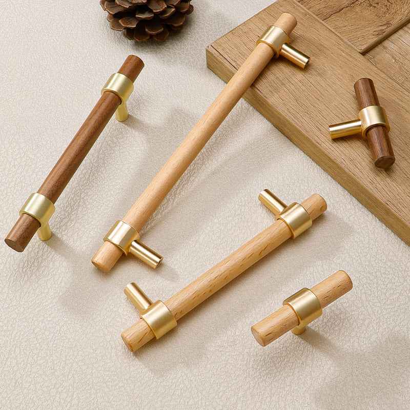 Wooden Kitchen Cabinet Knobs and Handles - Walnut/Beech Drawer Dresser Cupboard Door Pulls