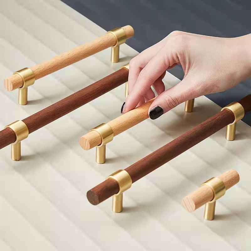 Wooden Kitchen Cabinet Knobs and Handles - Walnut/Beech Drawer Dresser Cupboard Door Pulls