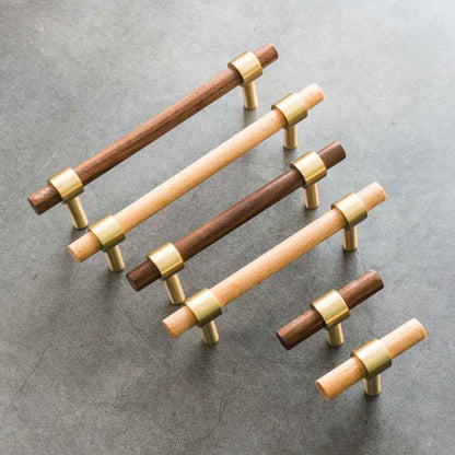 Wooden Kitchen Cabinet Knobs and Handles - Walnut/Beech Drawer Dresser Cupboard Door Pulls