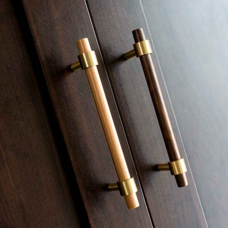 Wooden Kitchen Cabinet Knobs and Handles - Walnut/Beech Drawer Dresser Cupboard Door Pulls